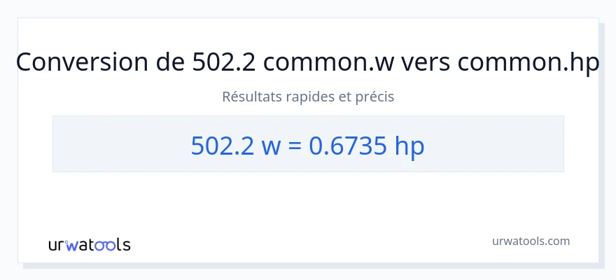 Conversion 502.2 watts vers chevaux-vapeur