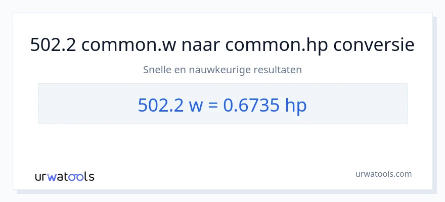 502.2 watt naar paardenkracht conversie