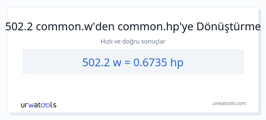 502.2 watt'den beygir gücü'e dönüşüm