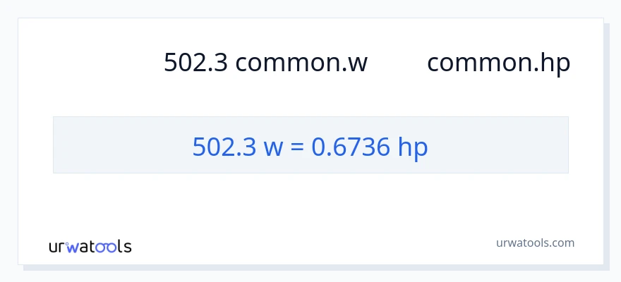 การแปลง 502.3 วัตต์ เป็น แรงม้า