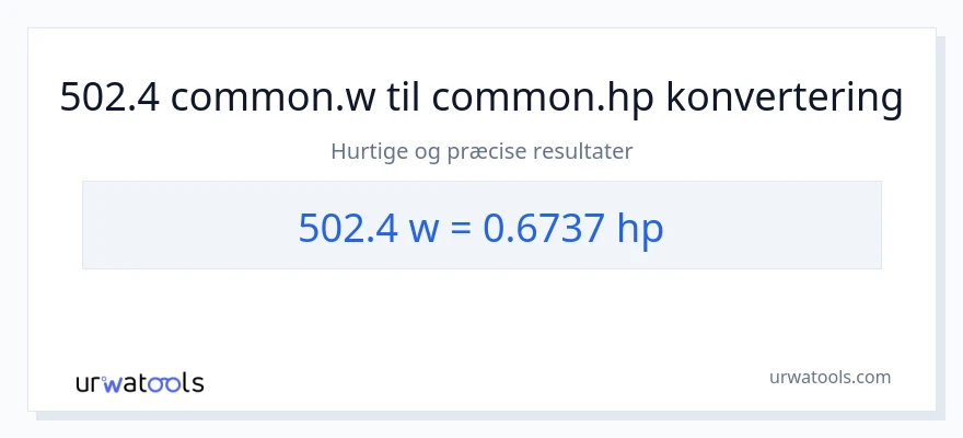 502.4 watt til hestekræfter konvertering