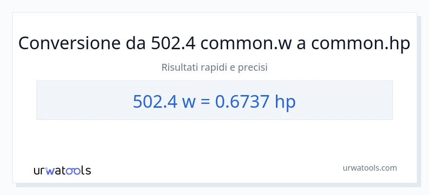 Conversione da 502.4 watt a potenza