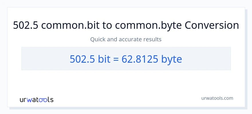502.5 Bits இலிருந்து Bytes வரை மாற்றம்