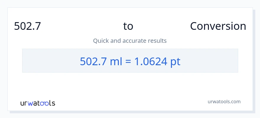 502.7 മില്ലിലിറ്റർ ൽ നിന്ന് Pints ലേക്ക് പരിവർത്തനം