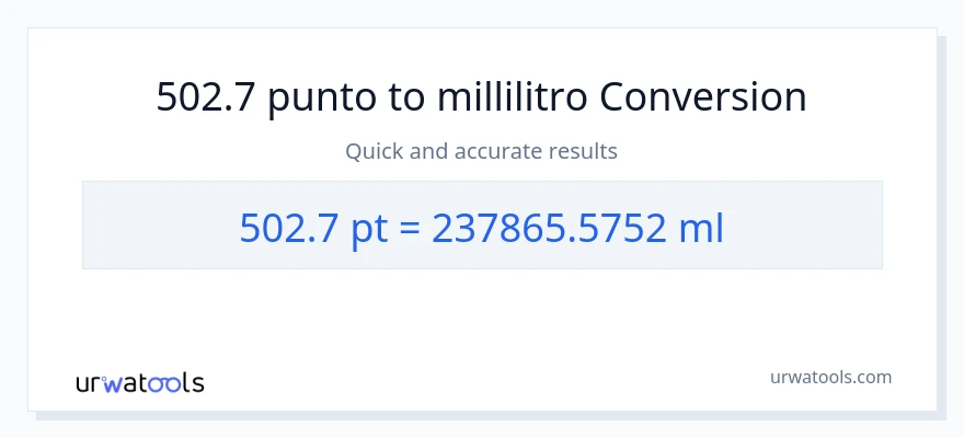 Conversione da 502.7 Pints a millilitri