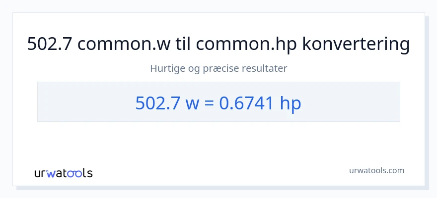 502.7 watt til hestekræfter konvertering