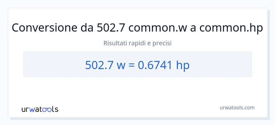 Conversione da 502.7 watt a potenza
