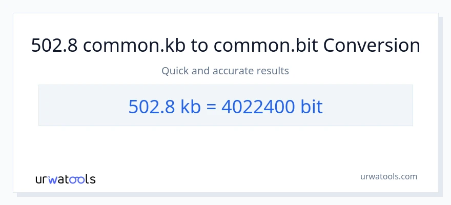 502.8 Kilobytes patungong Bits na conversion
