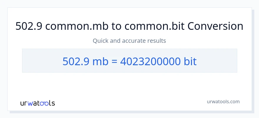 Conversione da 502.9 Megabytes a Bits