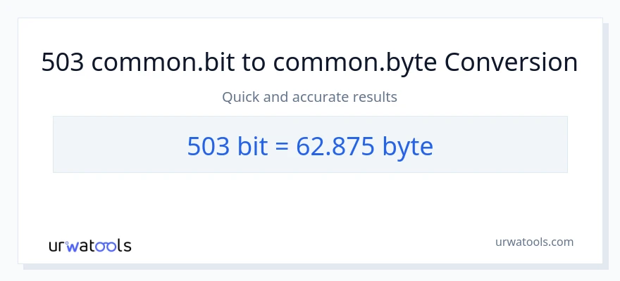 503 Bits konversioon Bytes-ks