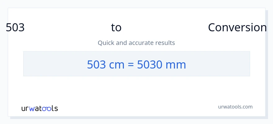 503 സെന്റീമീറ്ററുകൾ ൽ നിന്ന് മില്ലിമീറ്റർ ലേക്ക് പരിവർത്തനം