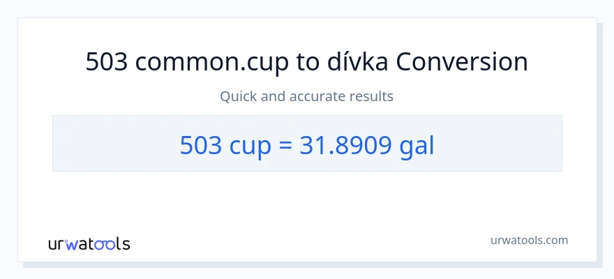 Konverze z šálky na Galony: 503