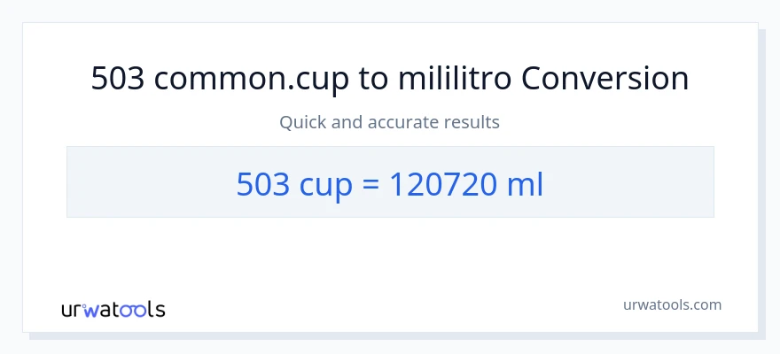 Conversión de 503 tazas a mililitros