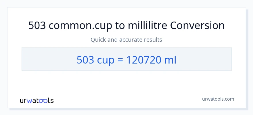 Conversion 503 tasses vers millilitres