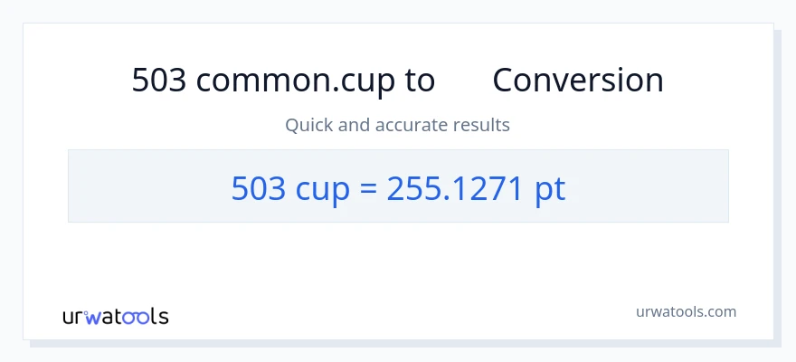 การแปลง 503 ถ้วย เป็น Pints