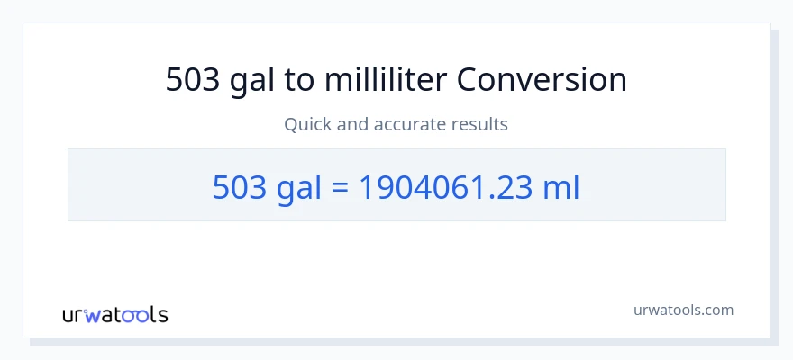 503 Gallonen zu Milliliter Umwandlung