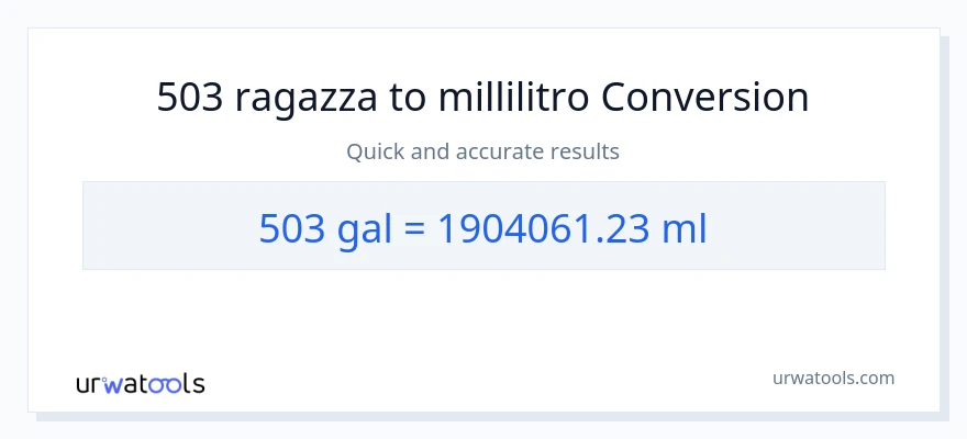 Conversione da 503 Galloni a millilitri
