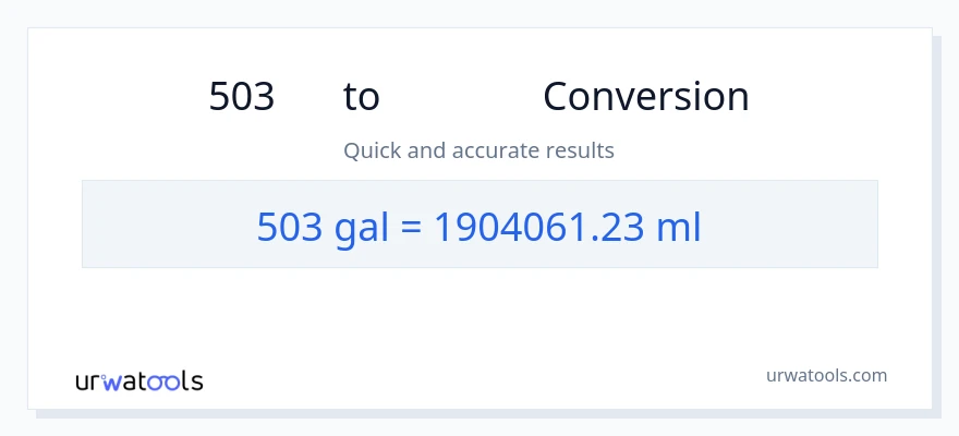 การแปลง 503 แกลลอน เป็น มิลลิลิตร