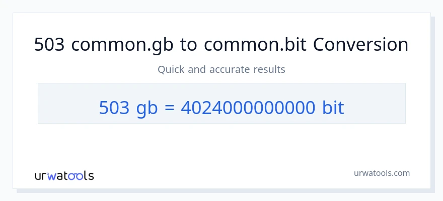 التحويل من 503 Gigabytes إلى Bits