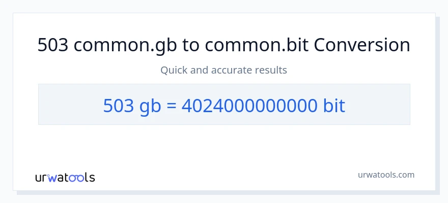تبدیل 503 Gigabytes به Bits