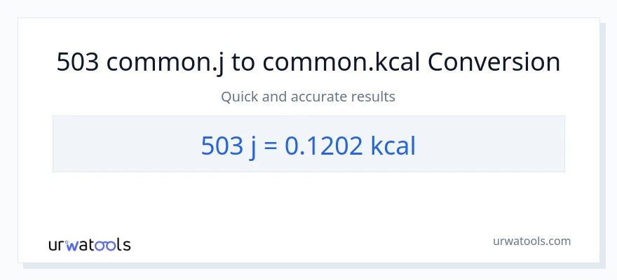 تبدیل 503 ژول به Kilocalories