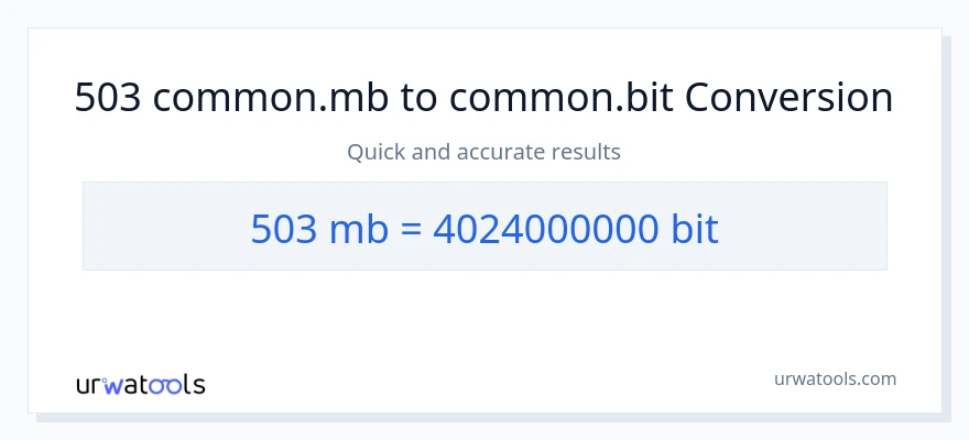 503 Megabytes થી Bits રૂપાંતર