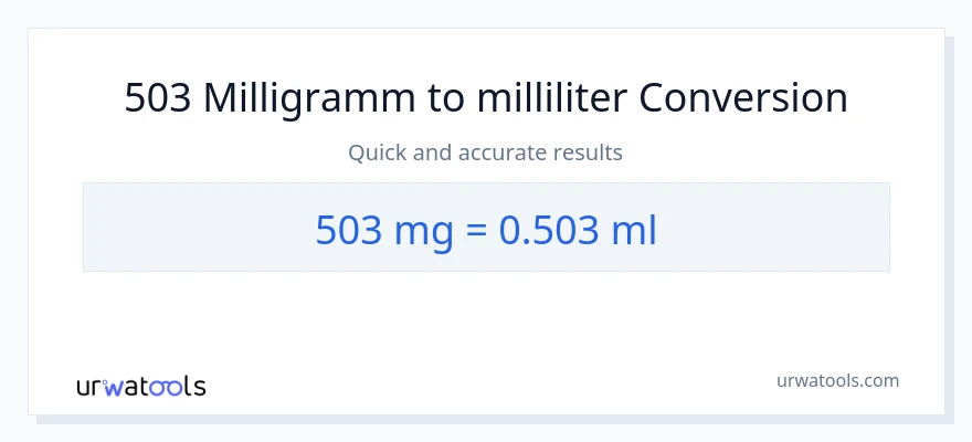 503 Milligramm zu Milliliter Umwandlung