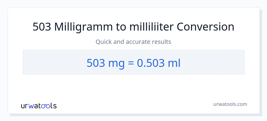 503 milligrammi konversioon milliliitrid-ks
