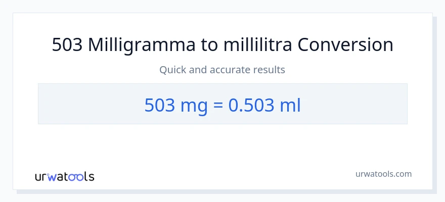 503 milligrammaa - millilitraa muunnos
