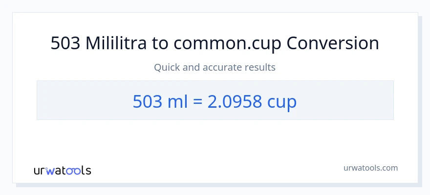 Konverzija od mililitara do šalice: 503