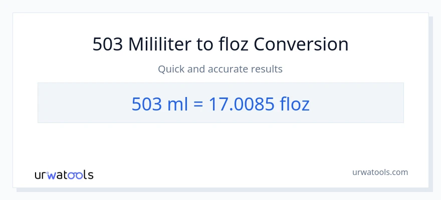 Konversi 503 mililiter ke ons cairan