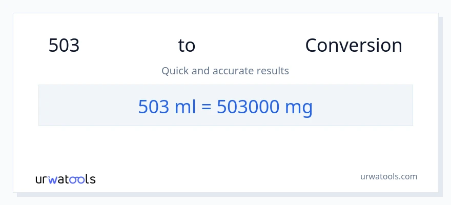 503 મિલીલીટર થી મિલિગ્રામ રૂપાંતર