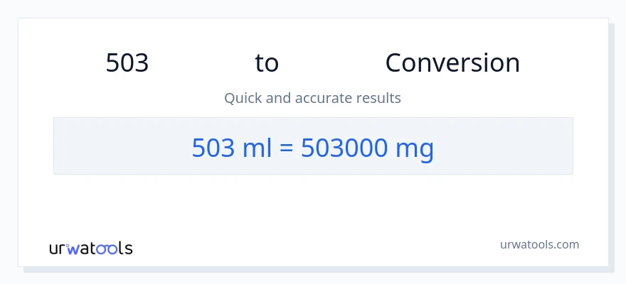 การแปลง 503 มิลลิลิตร เป็น มิลลิกรัม