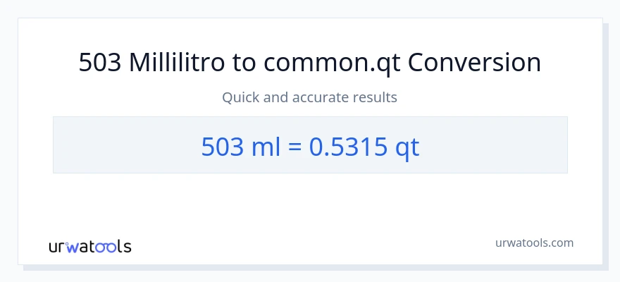 Conversione da 503 millilitri a Quarts