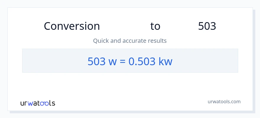 تبدیل 503 وات به کیلووات