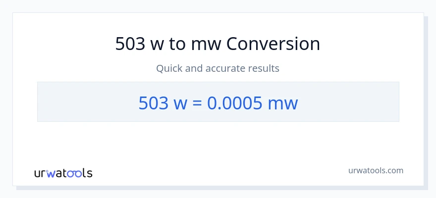 Conversió de 503 watts a megawatts