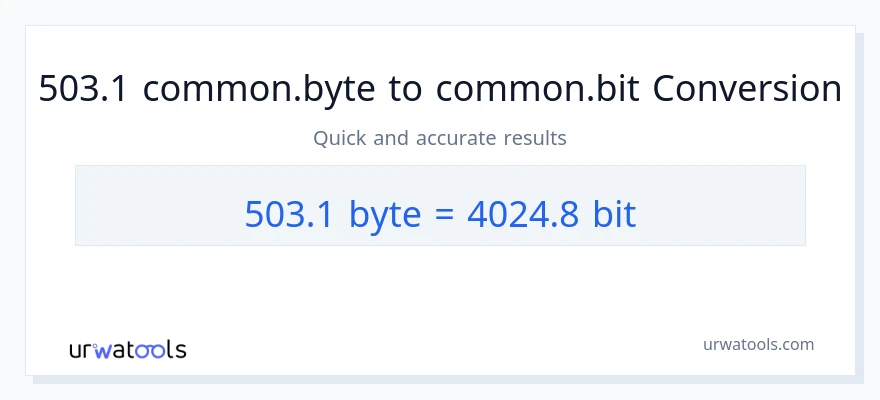 التحويل من 503.1 Bytes إلى Bits