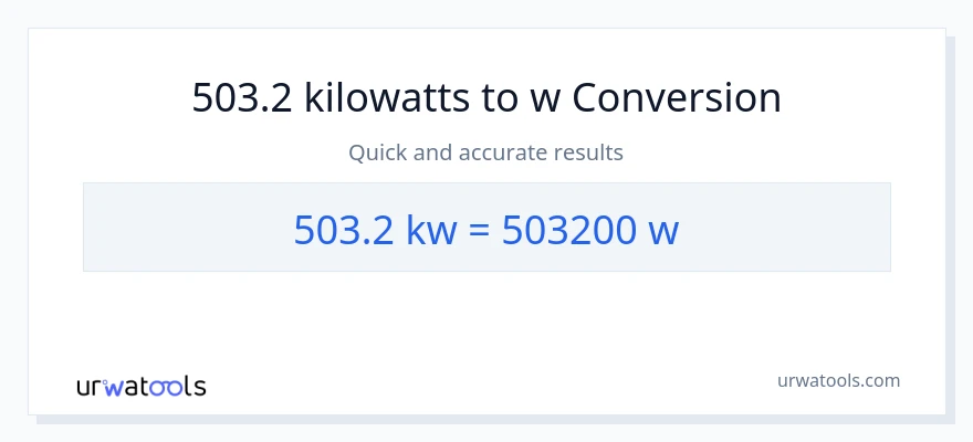 Conversió de 503.2 quilowatts a watts