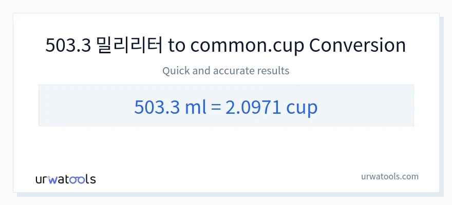 503.3 밀리리터에서 컵으로의 변환