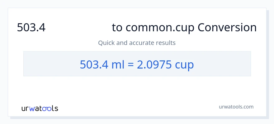 503.4 ಮಿಲಿಲೀಟರ್‌ಗಳು ರಿಂದ ಕಪ್‌ಗಳು ಪರಿವರ್ತನೆ