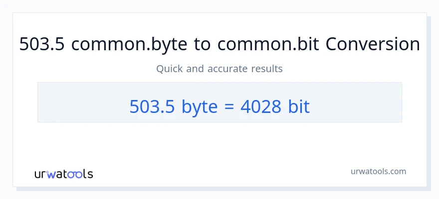 التحويل من 503.5 Bytes إلى Bits
