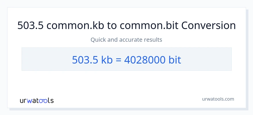 503.5 Kilobytes patungong Bits na conversion