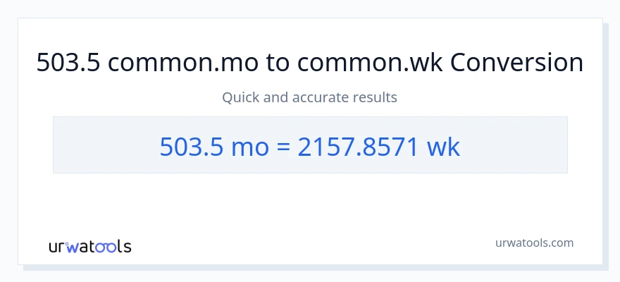 503.5 Mga Buwan patungong Mga Linggo na conversion