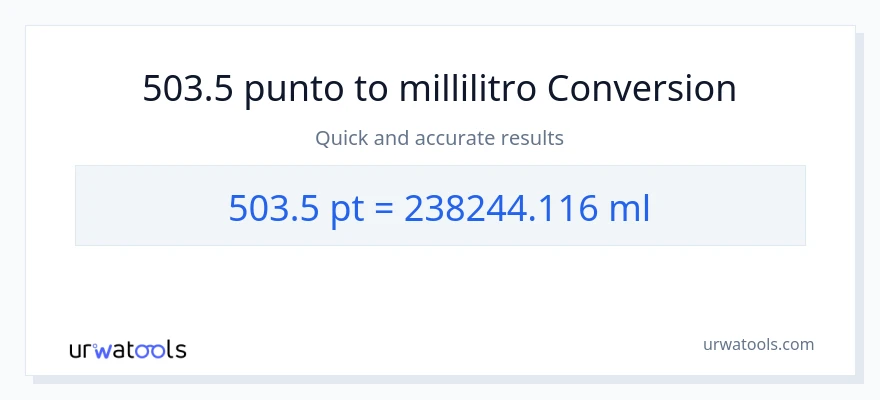 Conversione da 503.5 Pints a millilitri