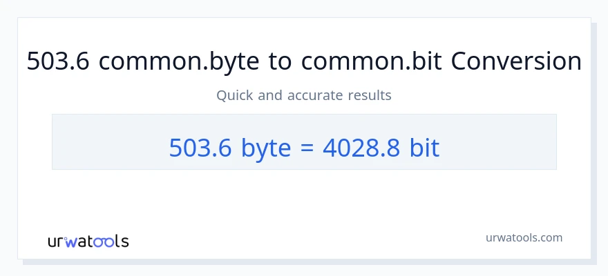التحويل من 503.6 Bytes إلى Bits