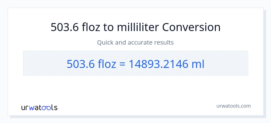 503.6 flydende ounces til milliliter konvertering