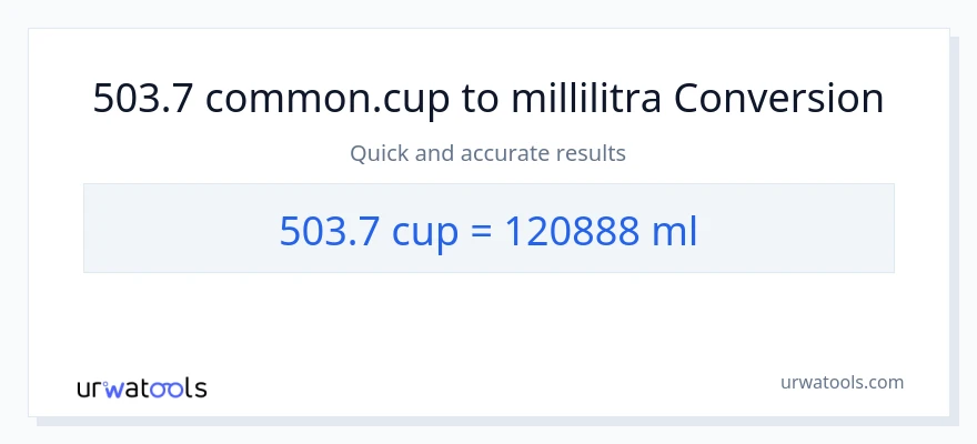 503.7 kupit - millilitraa muunnos