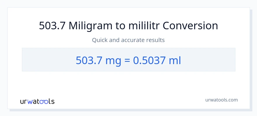 Konverze z miligramy na mililitrů: 503.7