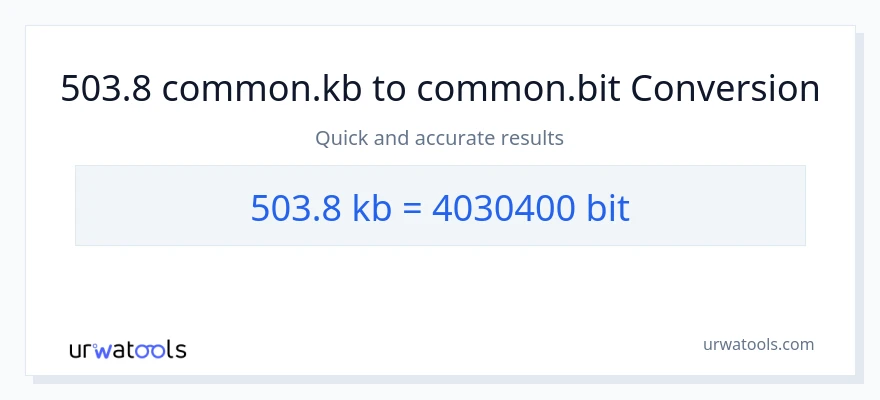 503.8 Kilobytes patungong Bits na conversion