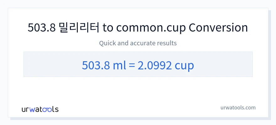 503.8 밀리리터에서 컵으로의 변환